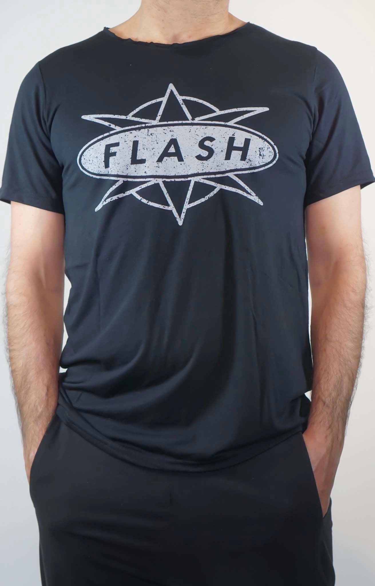 1401 Black Classic Distressed Raw-neck Tee