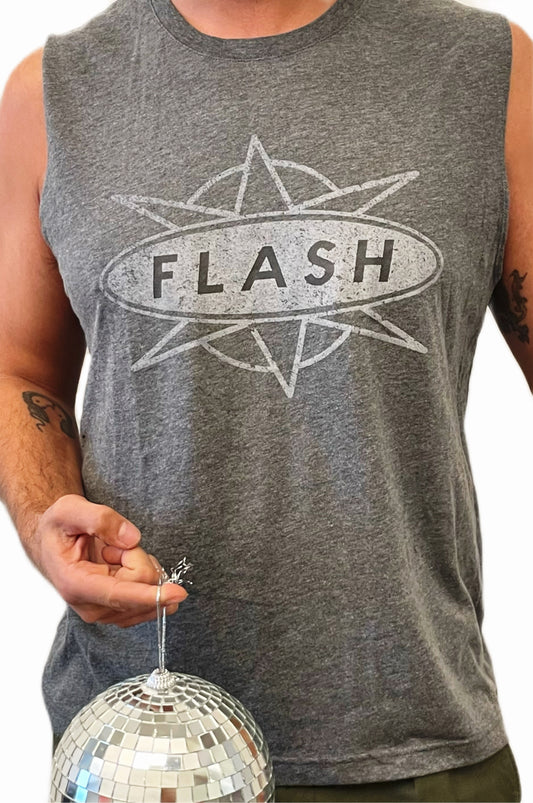 1306 Men's Grey Classic Distressed Muscle Tank Top